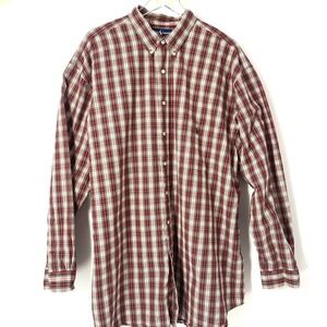 RALPH LAUREN Men's 2XLT Tall Red Tartan Plaid Long Sleeve Button‎ Down Shirt